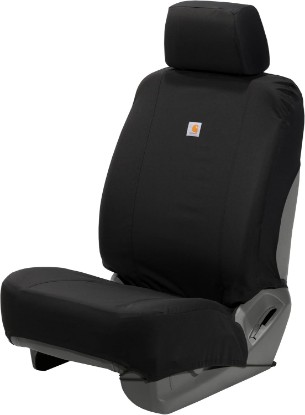 Picture of Carhartt Universal Nylon Duck Canvas Fitted Bucket Seat Cover, Durable Seat Protection with Rain Defender, Single, Black