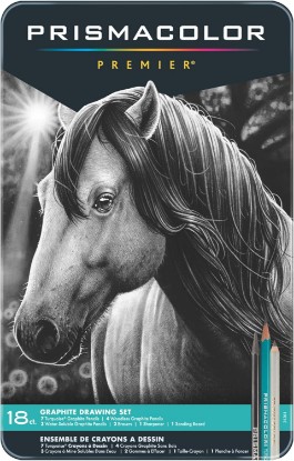 Picture of Prismacolor Premier Graphite Drawing Pencils With Erasers & Sharpeners, Adult Coloring, 18-Piece Set