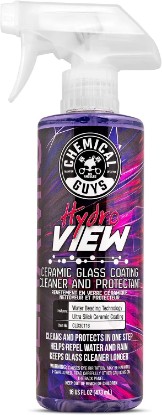 Picture of Chemical Guys HydroView Ceramic Glass Cleaner & Coating for Windows, 16 oz | Cleans glass while adding a hydrophobic layer that beads water and cuts spots for clearer views in rain or fog