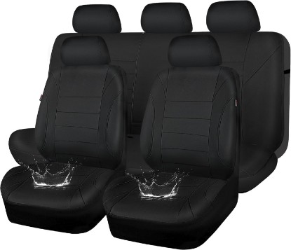 Picture of CAR PASS Neoprene Waterproof Seat Covers, Universal Fit Black Full Sets, Protective Interior Covers for Auto SUV, Vans, Sedans, Trucks Global Recycled Standard