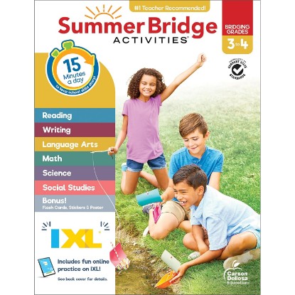 صورة Summer Bridge Activities 3rd to 4th Grade Workbook, Activity Book With Math, Language Arts, Reading Comprehension, Science, Social Studies, Writing, Fitness, Flash Cards, Stickers and More