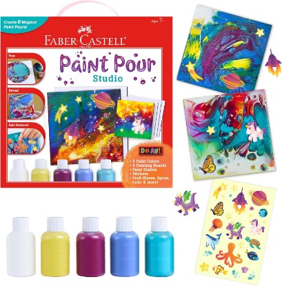 Picture of Faber-Castell Do Art Paint Pour Studio - No Mix Acrylic Paint Pouring Set for Kids - Makes 6 Fluid Art Projects, Multi (FC14342)