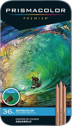 Picture of Prismacolor Premier Water-Soluble Colored Pencils, Watercolor Set, Assorted Colors, 36 Count - Adult Coloring, Art Supplies, Wet or Dry Use