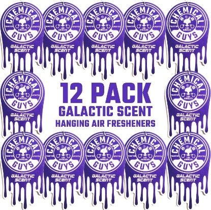 Picture of Chemical Guys Hanging Air Fresheners, Galactic Scent, 12 Pack, for Cars | Twelve hanging fresheners fill cars, home and garage with a bold Galactic scent while neutralizing odors
