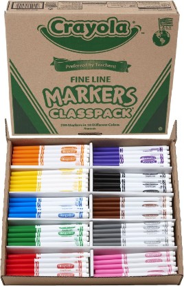 Picture of Crayola Fine Line Markers Classpack (200ct), Teacher Classroom Must Haves & Essentials, Bulk Kids Markers For Preschool, Kindergarten, Elementary School