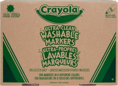 صورة Crayola Broad Line Washable Markers (200ct), Teacher Appreciation Gifts | Classroom School Supplies, Bulk Markers for Kids, 8 Assorted Colors, Ages 3, 4, 5