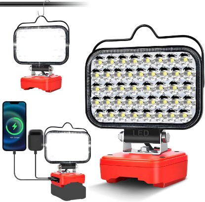 صورة Cordless LED Work Light for Craftsman 20V Battery,Portable Flashlight Jobsite Light Spotlight Tool for V20 Craftsman 20V,Flood Lamp for Repairing/Outdoor Camping/Garages/Emergency(No Battery)