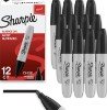 صورة Sharpie Permanent Markers, Chisel Tip, Black, 12 Count - Home, School, Office Supplies