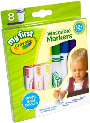 Picture of Crayola MyFirst Washable Markers - Assorted Colours (Pack of 8) | Easy-Grip Markers Ideal for Toddlers Hands | Ideal for Kids Aged 12+ Months