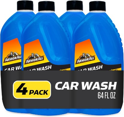 Picture of Armor All Car Wash Soap Concentrate, Hand Wash or Cannon, 64 Fl Oz, 4 Count | Car Cleaning Concentrate, Trucks, Motorcycles, Foaming Formula, pH Neutral, Streak Free, Spot Free, Unscented