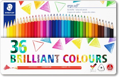 Picture of STAEDTLER 157 M36 Ergosoft Triangular Colouring Pencils - Assorted Colours (Tin of 36 Pencils) The Forest Stewardship Council