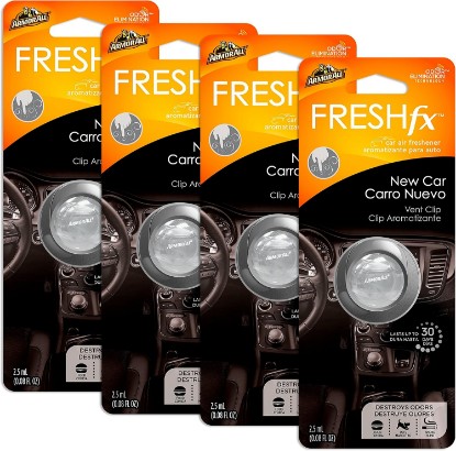 Picture of Armor All Car Air Freshener and Purifier - Odor Eliminator for Cars & Truck, Freshfx New Car, 0.08 Fl Oz Vent Clip, Pack of 4, 18549-4PK