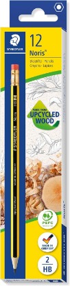 Picture of STAEDTLER 122-HB Noris Graphite Pencils with Eraser-Tip - HB (Box of 12) | Non-slip soft surface, made of PEFC wood - for school - item no. 122-HB