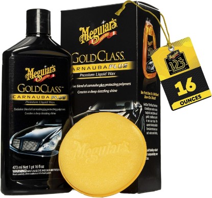 Picture of Meguiar's Gold Class Carnauba Plus Premium Liquid Wax Kit, 16 Oz | Car Detailing Kit with a Pure Carnauba Wax Blend and a Foam Applicator Pad for Keeping Glossy Paint Protected Like a Pro