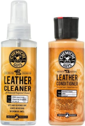 Picture of Chemical Guys Leather Cleaner & Conditioner Kit, Travel Size, 2 x 4 oz | Two-step kit cleans then conditions seats, bags and boots, pH-balanced for natural and sealed leather