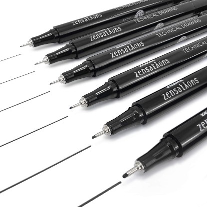 Picture of Zebra Zensations Technical Drawing Fineliner Pens – Full Set of 6 Grades – Black Ink