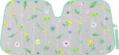 Picture of BDK Pastel Flowers Windshield Sun Shade, Car Sun Shade with Premium Double Bubble Design, Printed Sunshade for Car Windshield with Storage Strap, Measures 57 x 27 inches