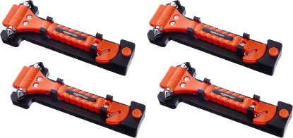 Picture of Amazon Basics Emergency Escape Tool, Window Breaker and Seatbelt Cutter, Car Safety Hammer with Protective Bracket, Bright Orange, 4 Pack, SW-835