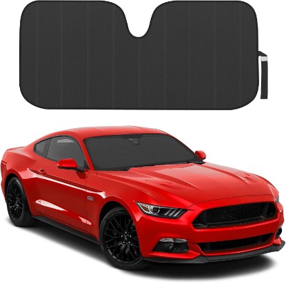 Picture of Motor Trend Black Accordion Folding Car Windshield Sun Shade - Blackout Sun Visor for Car Windshield - Foldable Jumbo Sunshade and Front Window Truck Sun Screen for UV Sun Protection - 66 x 27