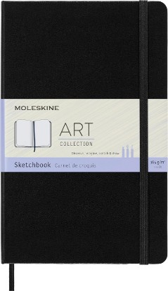 Picture of Moleskine Art Plus Sketchbook, Large, Plain, Black, Hard Cover (5 x 8.25) | Large 5" x 8.25" 104-page sketchbook with 165 gsm paper for drawing, illustration, and dry media.