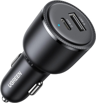 Picture of UGREEN 63W 2-Port USB C Car Charger, Type C Cigarette Lighter Adapter | 1 USB-C 1 USB-A, Compatible with iPhone 17 Air 17 Pro 17 Pro Max 16 15 14 13 12, Galaxy S25 S24 S23 Ultra, iPad