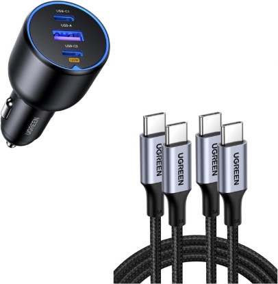 Picture of UGREEN 130W 3-Port USB C Car Charger Bundle with 100W 2-Pack 3.3FT USB C Cable