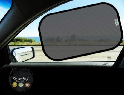 صورة Car Window Shades - Certified 99.79% UVA & 99.95% UVB Sun Protection. Award Winning car Sun Shade for Side Windows. 4 Pack Transparent Shades 22" x 14" - Window Shade for car Baby by Kinder Fluff