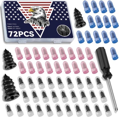 Picture of AUTOWN 72PCS Tire Repair Rubber Nail Kit - Complete Set with 3 Sizes, Storage Box & Screwdriver - for Car, Truck, Motorcycle & More
