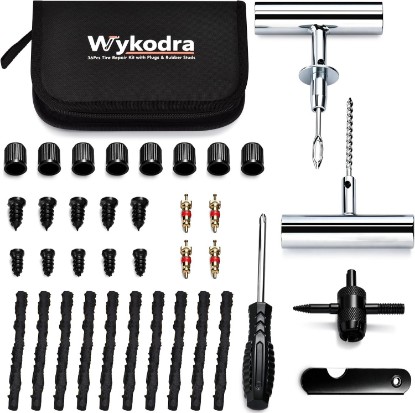 Picture of 36Pcs Tire Repair Kit, Tire Repair Tool with Plugs & Nail, Professional Heavy Duty Emergency Flat Tire Repair, Repair Tire for Car, RV, SUV, Jeep, UTV, Truck, Motorcycle, Tractor, Mower, Wheelbarrow