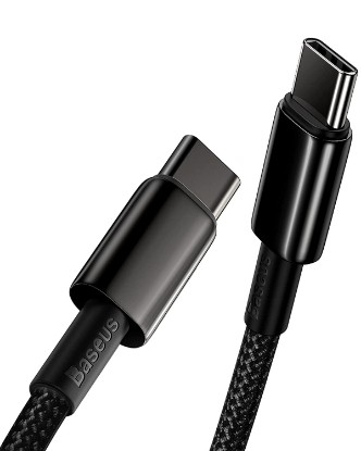 صورة Baseus USB C Cable, 100W PD 5A QC 4.0 Fast Charging USBC to USBC Cable, Zinc Alloy Nylon Braided Type C Charger Cord for iPhone 16 15 Pro Plus Pro Max, MacBook, iPad Pro/Mini, Samsung S23/S22+ ClimatePartner certified