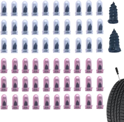 Picture of 60 PCS Tire Repair Rubber Nail, Vacuum Tire Repair Kits Spiral Rubber Screws, Fast Self-Service Tool for Car, Truck, Motorcycle, Tractor Tire Puncture Repair (Black)