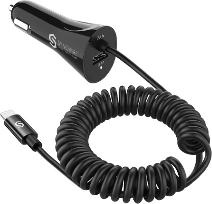 Picture of SYNCWIRE iPhone Car Charger - Upgrade [Apple MFi Certified] 4.8A/24W Car Charging Adapter with Built-in Coiled Lightning Cable for Apple iPhone 14/13/12/11/Xs/XS Max/XR/X/8/7/6 Plus, iPad & More
