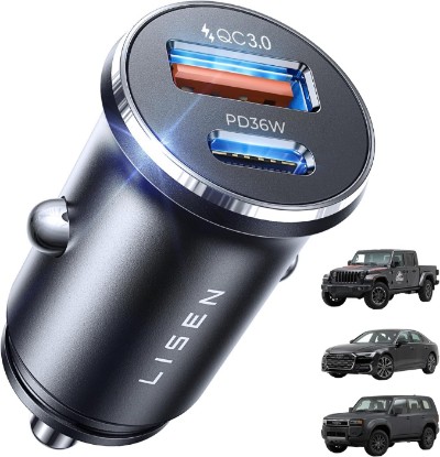 Picture of LISEN 69W Mini Cigarette Lighter Adapter Car Charger USB C Fast Charging | 12V Cigarette Lighter USB Car Charger Fast Charging Adapter, for iPhone 17 Pro Max 16 15 14 13 12 Plus Mini, Samsung S26 S25