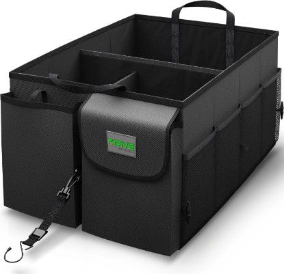 صورة DRIVE - Car Trunk Organizer - Collapsible, Multi-Compartment Automotive SUV Car Organizer for Storage w/Adjustable Straps - Truck & Car Accessories for Women and Men - Black
