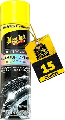 Picture of Meguiar's Ultimate Insane Shine Tire Coating, 15 Oz | Creates a Lasting Wet-Look for a Classic Black Shine, Easy to Use, No Hassle, No Mess, Ultimate Protection