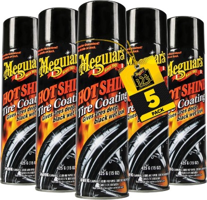 Picture of Meguiar's G13815 Hot Shine High Gloss Tire Coating, 15 Oz, 5 Pack | High Gloss Tire Coating, Give Tires a Deep Wet Shine and Long-Lasting Protection with an Advanced Self-Spreading Formula