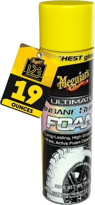 Picture of Meguiar's Ultimate Insane Shine Foam, 19 Oz | Long-Lasting Tire Shine for an Extreme Shine and Gloss, Rich, Dark and Consistent Finish, No Wiping or Rinsing Required