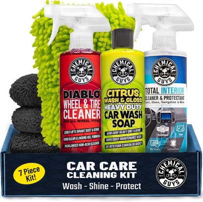 Picture of Chemical Guys 7-Piece Car Cleaning Kit, Wash, Wheel & Interior Cleaners | Everything a first-time detailer needs for a full inside-and-out clean without buying pieces one at a time