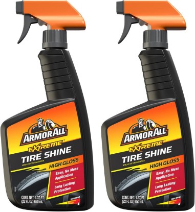 Picture of Armor All Tire Shine Spray, Even Shine, Minimal Overspray, 2 Count | No-wipe formula for clean, dry tires; apply after cleaner and let dry for 5 mins and elevate your car cleaning supplies