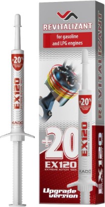 Picture of XADO EX120 Motor Oil Additive - Engine Restore - Ceramic-Metal Coating and Revitalizant - Oil Treatment for High Mileage Engines - Restores Worn Metal Parts - for Gas and LPG Vehicles (Syringe 8 ml)