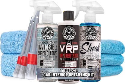 Picture of Chemical Guys 11-Piece Interior Car Detailing Kit, VRP, Nonsense & Glass | VRP dressing, Nonsense all-surface cleaner, glass cleaner, brushes and towels for a complete interior detail