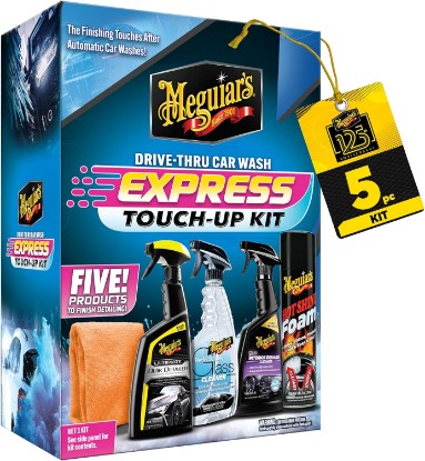 Picture of Meguiar's Drive-Thru Car Wash Express Touch-Up Kit - The Perfect Car Detailing Kit for Touching Up After Running Through an Automatic Car Wash or After Washing Your Ride at Home, Clean Inside and Out