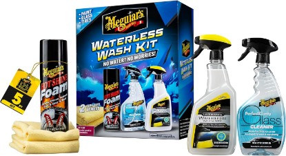 Picture of Meguiar's Waterless Wash Kit - This Premium Car Detailing Kit Gently Removes Dirt and Grime, Adds Shine and Protects Several Surfaces on Your Car Without Water – Get Amazing Results Detailing Anywhere