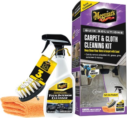 Picture of Meguiar's Carpet & Cloth Kit | This Car Care Kit includes a Premium Fabric & Carpet Cleaner, Plush Microfiber Towel & 4” Drill Brush Attachment
