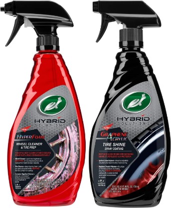 Picture of Turtle Wax Hybrid Solutions HyperForam Wheel Cleaner and Graphene Acrylic Tire Shine Coating Combo Pack- Cleans and Preps Tires- Long Lasting Black Tires