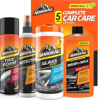 Picture of Armor All Car Cleaning Kit, Glass Wipes, Protectant, Wash & Wax, Tire Foam | Armor All Car Cleaning Kit, Glass Wipes, Protectant, Wash & Wax, Tire Foam
