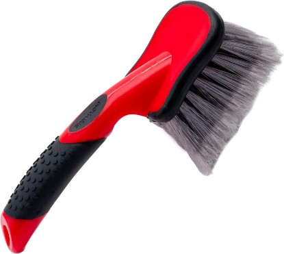 Picture of Mothers Car Wash Brush, Wheel and Fender Brush, Short Handle Tire Cleaner for Car Detailing, 10 Inch, Red/Black