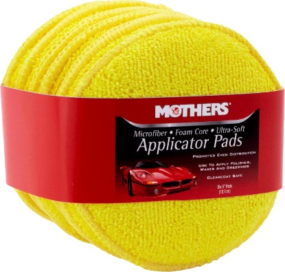 Picture of Mothers Microfiber Polishing Pad and Cleaning Pads for Car Detailing, 5 Inch Diameter, Yellow, 6 Pack