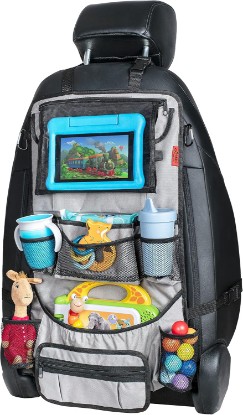 Picture of Lusso Gear Heavy Duty Back Seat Car Organizer Extra Large for Protection, Sag Proof & Reinforced Corners, Protects iPad & Backseat, 12 Versatile Car Seat Organizer Storage Compartments (Gray)
