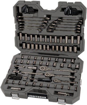Picture of CRAFTSMAN OVERDRIVE 121-Piece Gunmetal Chrome Mechanics Tool Set, Standard SAE/Metric Socket Set, with Hard Case (CMMT99121L)
